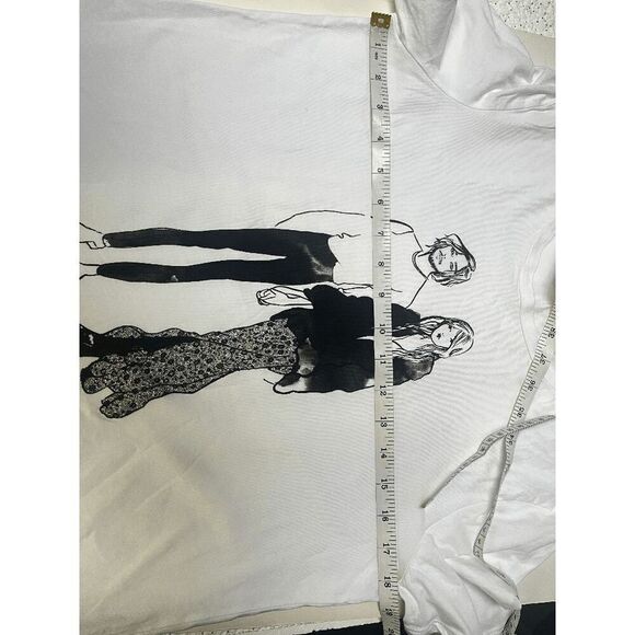 Zara Womens Pullover Crew neck Graphic Basic Tshirt White 100% Cotton Size S - Picture 3 of 5